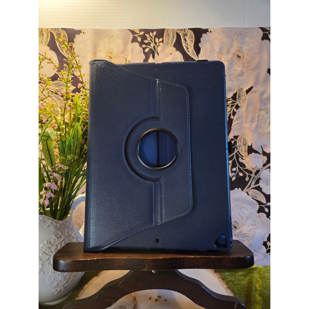 Leather Blue Rotating iPad Pro Tablet Case‎ and JETech Glass Screen Protector